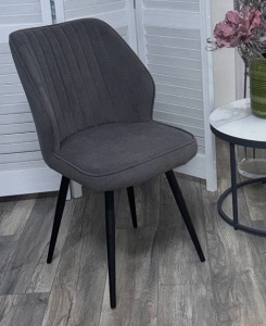 Стул РОССО 360 град. поворот. B28 Темно-серый, велюр / черный каркас,