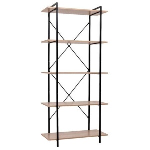 Стеллаж BRABIX "SMART SH-004", 790х360х1950 мм, ЛОФТ, 5 полок, металл/ЛДСП ясень шимо светлый, каркас черный, 641943