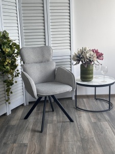 Стул ЛОНГ (LONG) 360 град. поворот. NS10 Серый, букле / черный каркас