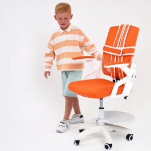 Кресло поворотное Moon, оранжевый, сетка