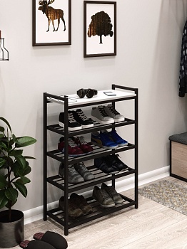 Обувница-этажерка CORRIDO-950NB черная с белой полкой