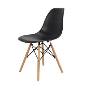 Стулья BRABIX "Eames CF-010", КОМПЛЕКТ 4 шт., пластик черный, опоры дерево/металл, 532631
