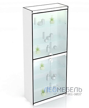 В-306-Д Витрина  задняя стенка ДВПО цвет Белый с черной кромкой