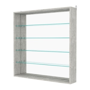 Витрина настенная с регулировочными полками №4-2Г-РЕГ с зеркалом, Метрополитан Грей