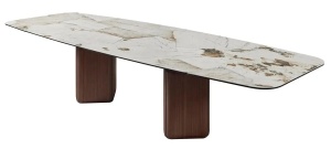 Стол ТЕРРА (TERRA) 240 (360) БЕЖЕВЫЙ МРАМОР TL-331, испанская керамика / Орех, ®DISAUR