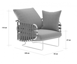 Кресло плетеное мягкое Nido белый, 14, 6/10, 1/5, 6/5