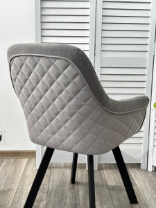 Стул ДЖЕТ (JET) 360 град. поворот. B22 Серый, велюр / черный каркас