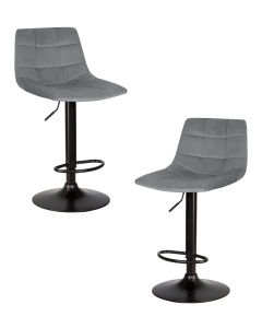 Набор 2 шт Стул барный DOBRIN TAILOR BLACK, серый велюр (MJ9-75)