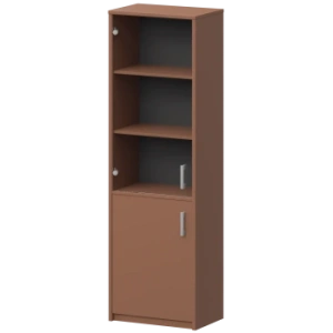 Шкаф комбинированный узкий с прозрачным стеклом Арго А-321/А-стл321пр Терракота