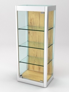 Витрина из профиля настенная "ВАЙБ ИКС" №5-3П-ДСП-220 (задняя стенка ДСП), Дуб Золотистый