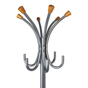 Вешалка-стойка BRABIX "CR-8121" на мраморном диске, металл, 6+4 крючка, цвет серебристый, 606437