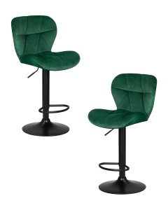 Набор 2 шт Стул барный DOBRIN BARNY BLACK, зеленый велюр (MJ9-88)