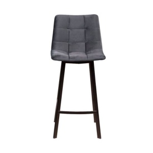 Стул полубарный UNO, бархат серый / чёрный профиль