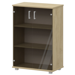 Стеллаж низкий закрытый со стеклянными фасадами Аргентум "НТ-480;НТ-601.2стл" Баттл Рок