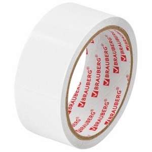 Клейкая двухсторонняя лента 38 мм х 8 м, ТОНКАЯ ОСНОВА полипропилен, 90 микрон, BRAUBERG, 600483