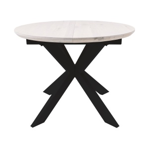 Стол раздвижной Раунд, 100(152)*100, дуб беленый, массив, цвет опоры черный