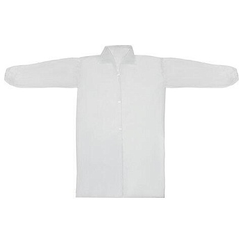 Халат одноразовый белый на липучке КОМПЛЕКТ 10 шт, XL, 110 см, резинка, 20 г/м2, СНАБ