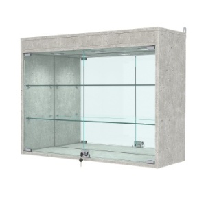 Витрина настенная №3-4АГ с зеркалом и с подсветкой, Метрополитан Грей