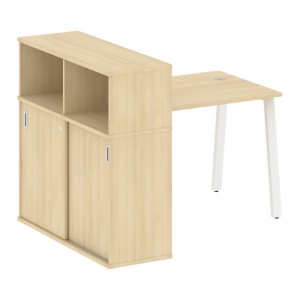 Стол рабочий Metal System Style на металлокаркасе с опорным шкафом-купе БА.РС-СШК-3.1