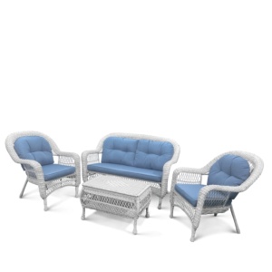 Плетеный комплект для отдыха из искусственного ротанга  LV-520 White-Blue