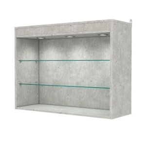 Витрина настенная №3-3ГГ с подсветкой, Метрополитан Грей