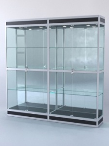 Витрина "ПРЯМОУГОЛЬНАЯ" №3-2м-400-3 (задняя стенка - зеркало), Черный