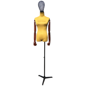 SS-K522 Манекен порт-демонстр. женский с головой на металлической подставке, шарнирные руки (дерево)