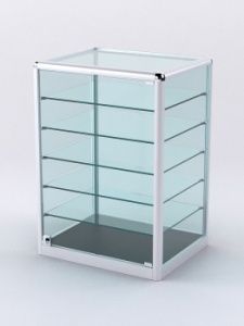 Витрина из профиля настольная "ВАЙБ ИКС" №2-5П-С-300 (задняя стенка Стекло), Черный