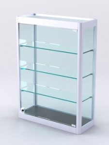 Витрина из профиля настольная "ВАЙБ" №2-3П-С-200 (задняя стенка Стекло), Черный