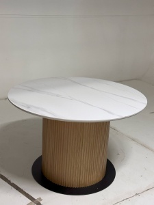 Стол МЕСА (MESA) D120 цвет БЕЛЫЙ МРАМОР M326 / ДУБ, ®DISAUR