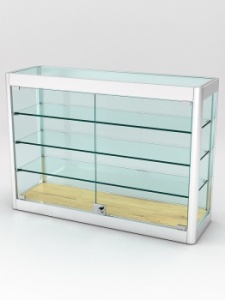 Витрина из профиля настенная "ВАЙБ ИКС" №3-3П-С-220 (задняя стенка Стекло), Дуб Золотистый