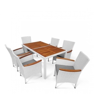 Комплект плетеной мебели мебели AFM-460A 150x90 White (6+1)