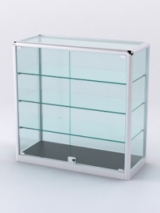 Витрина из профиля настольная "ВАЙБ ИКС" №1-3П-С-300 (задняя стенка Стекло), Черный