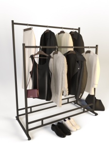 Вешалка напольная ELEGANTE-1200-NERO двойная, металлическая на ножках
