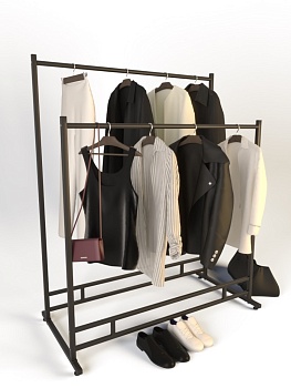 Вешалка напольная ELEGANTE-1200-NERO двойная, металлическая на ножках