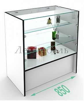  ПР-32 прилавок торговый остекленный большой для магазина  Белый с черной кромкой