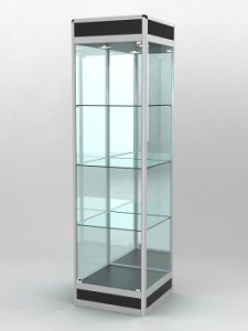 Витрина "ПРОФИЛЬ ПОДИУМ" №3-500-3 (задняя стенка - зеркало), Черный