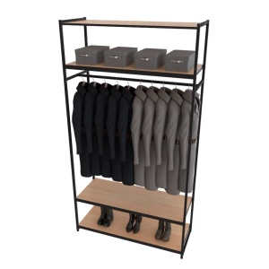 Стеллаж для одежды в стиле Лофт A22120-15-ЧДС (220х120х45)