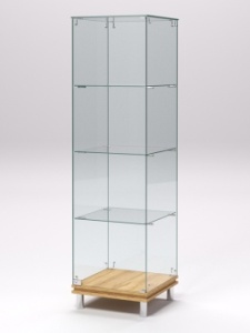 Витрина стеклянная "ПРИМАВЕРА МОДЕРН" №1 (с дверкой, задняя стенка - стекло), Дуб Золотистый