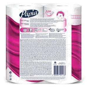 Бумага туалетная бытовая, спайка 4 шт., 3-слойная (4х16,5 м), PAPIA, аромат "Таинственный сад", 5080741