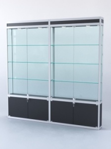 Витрина "ПРЯМОУГОЛЬНАЯ" №1-2м-200-2 (задняя стенка - стекло), Черный