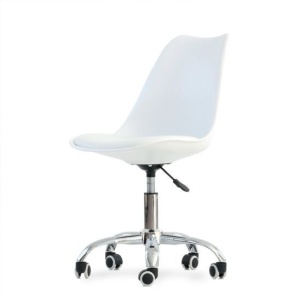 Стул на колесах Sephi Roll, белая экокожа