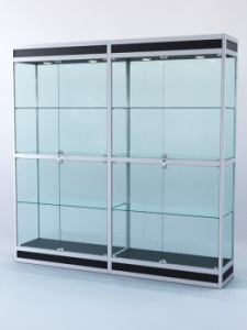 Витрина "ПРЯМОУГОЛЬНАЯ" №3-2м-400-2 (задняя стенка - стекло), Черный