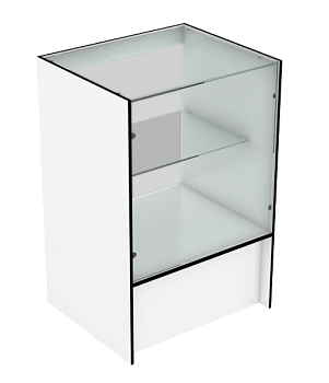  ПР-32-60-н новый прилавок торговый остекленный узкий цвет Белый с черной кромкой