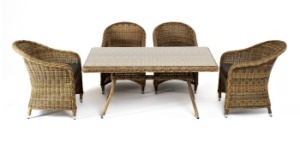 "Латте–140 R" обеденная группа плетеная, цвет соломенныйцвет соломенный