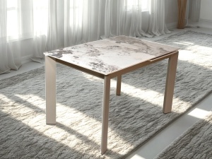 Стол КОРНЕР (CORNER) 120 цвет ПАНДОРА (GLOSS LUXURY PANDORA SOLID CERAMIC) / ТАУПЕ, ®DISAUR