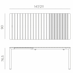Стол пластиковый раздвижной Tevere 147 антрацит