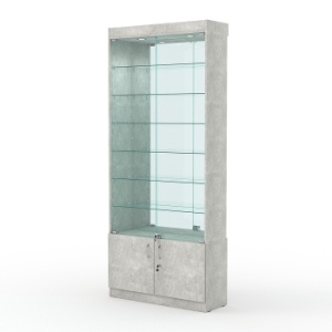Витрина "АСТРА" №32 (с дверками, задняя стенка - зеркало), Метрополитан Грей