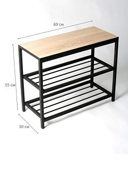 Банкетка-обувница CORRIDO-550N с двумя полками, черная