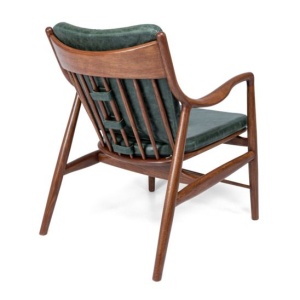 Стул Гейтс Комфорт дуб, масло OSMO махагон, зеленая кожа